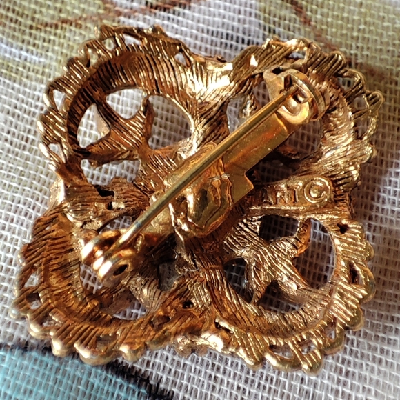 ART Arthur Pepper Signed Gold Tone Vintage Brooch Seed Pearls and Smoke Stones - Picture 4 of 6